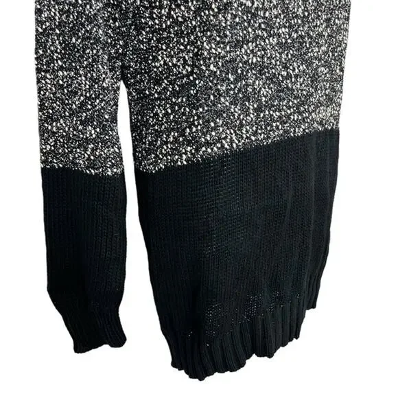 French Connection Women's 100% Cotton Tweed Long Line Gray Black Sweater sz M - Picture 7 of 12